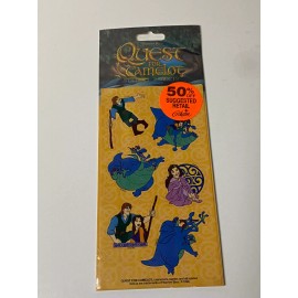 Quest For Camelot Stickers 1998 Yellow Vintage Gibson Greetings USA New Sealed