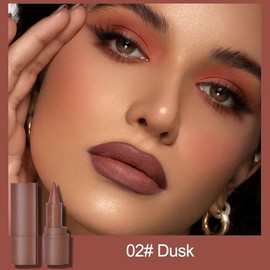 Erinde Set De Delineador Y Lápiz Labial 2 En 1, Mate, Nude, Marrón Oscuro, Rojo, Cremoso, Lápiz Labial De Larga Duración, Maquillaje De Alta Pigmentac