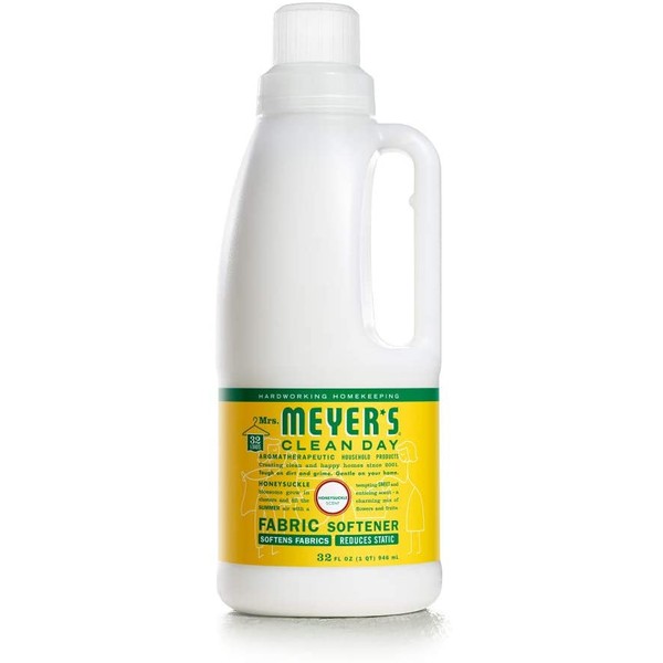Mrs. Meyer's Clean Day Liquid Fabric Softener, Cruelty Free Formula Infused with Essential Oils, Paraben Free, Honeysuckle Scent, 32 oz (32 Loads)