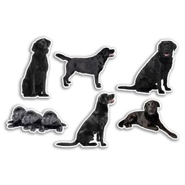 6 x 10cm Black Labrador Vinyl Stickers - Dogs Puppy Animal Funny Pattern Nature Pets Face Wild Girls Boys Travel Scrapbooking #80802