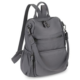 Uromee Backpack Purse for Women Vegan Leather Ladies Fashion Travel Tassel Shoulder Bag Convertible Nylon Grey bag