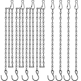 Teenitor 8 Pcs Black Metal Hanging Basket Chains, 4 Pcs 35 Inch & 4 Pcs 13 Inch Replacement Extender Metal Chains Set with Clips & Hooks for Chicken Feeder Bird Cage Planters Lanterns Ornaments