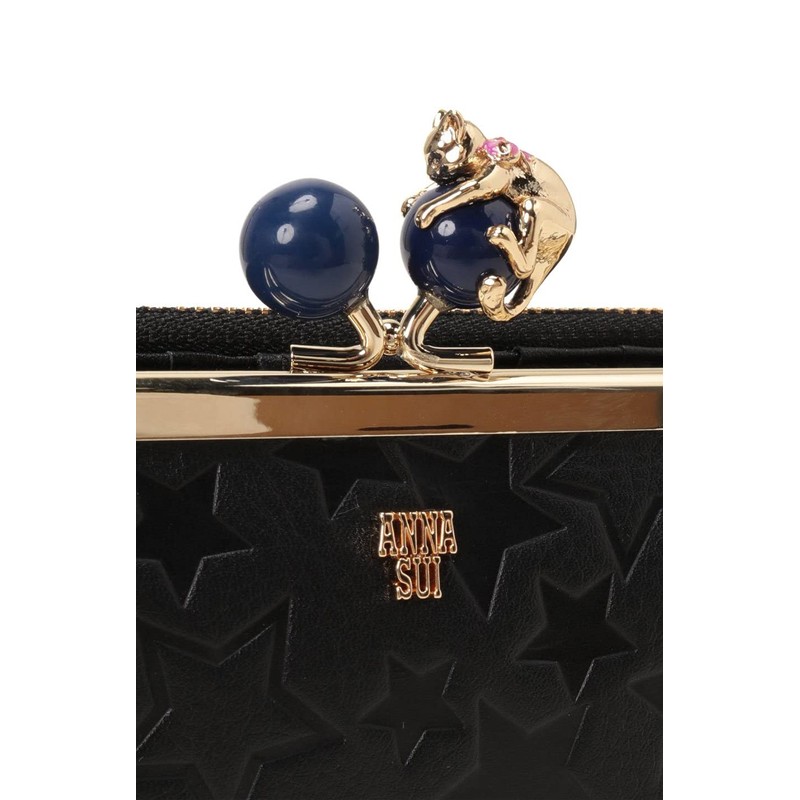 ANNA SUI Women's Leather Wallet, Black