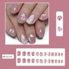 24Pcs Short Press on Nails RTKHFZE Pink Fake Nails with