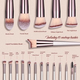 Brochas de Maquillaje 18 Piezas Set, para Maquillaje Profesional Juego de Brochas,automático limpiador eléctrico de brochas