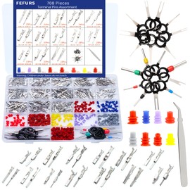 708PCS Car Electrical Wire Terminal Pins Connectors Kit Terminal Pins,1/1.5/1.8/2.2/2.8/3.5mm 26Type Connector Pins Non-Insulated Plug Removal Male Female Wire Pins