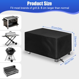 OFFCUP Outdoor BBQ Grill Cover, Anti-Fade Weather Resistant Gas Barbecue Cover with Drawstring, Waterproof Anti UV Windproof Table Top Oxford Fabric BBQ Cover, 61 * 48 * 33