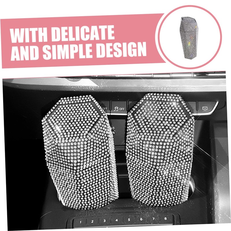 BUGUUYO Rhinestone Car Trash Can with Lid Decorative Auto Trash