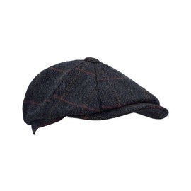 WALKER AND HAWKES - Men's Green Sage Derby Tweed 8-Panel Charlie Baker Boy Style Teflon Coated Cap - Blue Tweed - S (57cm)