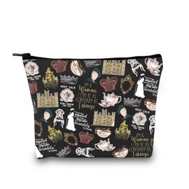 JTOUK TV Show Inspired Gift V. Crawley Quote Inspired Gift TV Show Merchandise Pouch Makeup Bag for Fans Women Girls Downton TV Pattern Black EU Cosmetic Bag with, Downton TV Pattern Black EU,