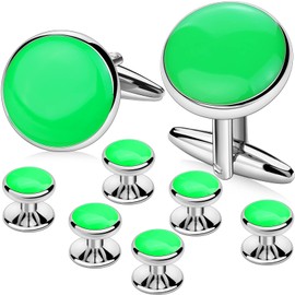 AMITER Men’s Cufflinks and Tuxedo Studs Set, Suitable for Black Suit White Shirts on Wedding, Anniversary, Birthday, Metal