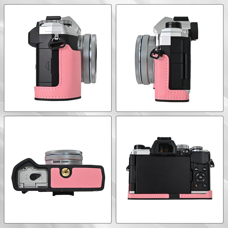 Rieibi PU Leather Half Case for Olympus OM-5/Olympus OM-D E-M5