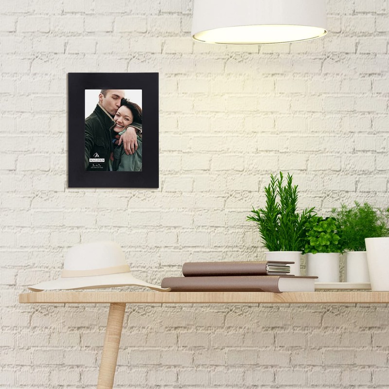 Malden International Designs Wide Linear Wooden Picture Frame, 5 by