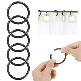 XoeLLe Pack of 100 Curtain Rings, Plastic Curtain Rings, Shower Curtain Hooks for Shower Window Rod, Shower Curtain Rings, Shower Curtain Rings Suitable for Most Shower Curtains (Black)