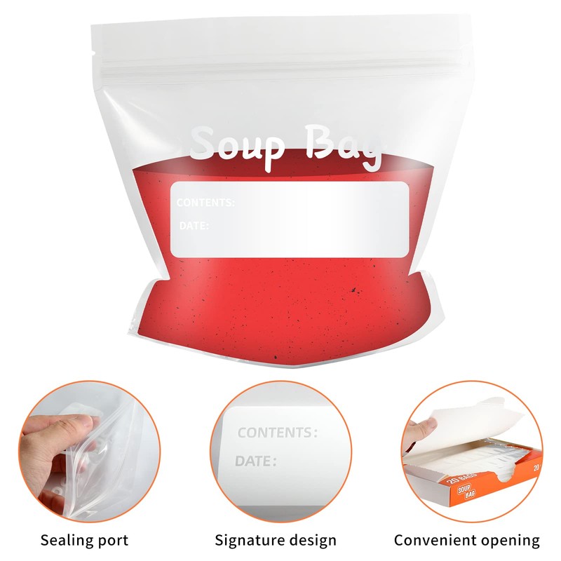 ECOOPTS Soup Freezer Bags 500 ml Reusable Soup & Sauce