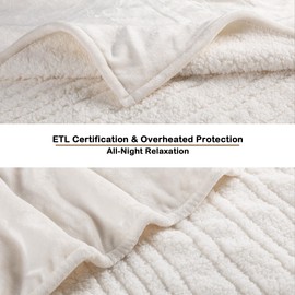 LaffyLo Electric Heated Blanket Full Size - 72"x84", Soft Flannel Heating Blanket, 10 Heating Levels, 1-12 H Auto Shut Off, Breathable Warm and Washable for Bed, White