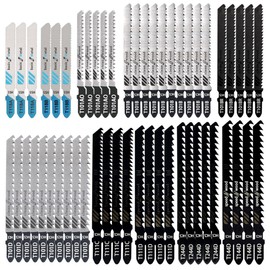 52Pack T-Shank Jigsaw Blades, Jig Saw Blades Set Made with High Speed Carbon Steel, HCS/HSS Jig Saw Blades for Wood, Plastic and Metal Cutting