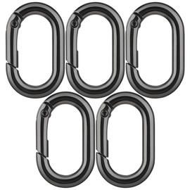 Pack of 5 Oval Spring Clamp for Backpack Wallet Car (Black) Spring Keychain Alloy Ring Clamp Metal Ring Clamp Small Clamp