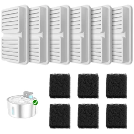 Cat Water Dispenser Filter 6 Pcs - Replacement Cartridge for Cat Water Fountain Pet Fountain Filter with 6 Sponges