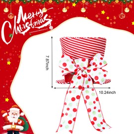 Shappy Christmas Tree Topper Hat Christmas Tree Topper Lighted, Red Pink Bow Extended Ribbon Top Hat with Colorful Christmas Theme Projector for Winter Holiday Xmas Tree Decor