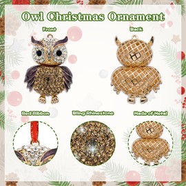 JUESMOS Gold Owl Christmas Ornament 2024 Metal Owl Animal keepsake Ornament Decorations for Christmas Tree Brilliant Hanging Ornaments Owl Christmas Ornaments Gifts for Women Kids Girls Mom Owl Lovers