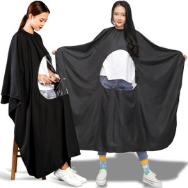 Retoo Professional Hairdressing Cape with Drawstring Closure for Women, Men, Children, Splash-proof and Universal Size Hair Cutting Cape for Hairdressing Salon, 140 x 115 cm, black
