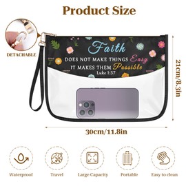 Inspirational Gifts for Her Christian Faith Gift Cosmetic Bag Bible Verse Makeup Bag Religious Gift for Friend Sister Daughter Clear Zippered Toiletry Pouch Motivational Gifts Birthday Graduation Gift