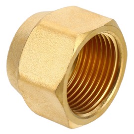 PATIKIL 3/4" Brass Flare Cap, 1-1/16UNF Female Thread 1Pcs SAE Flare Fitting 45 Degree Hex Pipe Fittings for Air Conditioner Refrigeration