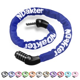NDakter - Candado de cadena para bicicleta, combinación de 5 dígitos, resistente y antirrobo, bloqueo de cadena de bicicleta, 3.2/4.27 pies de largo, seguridad reiniciable para bicicleta, bicicleta,