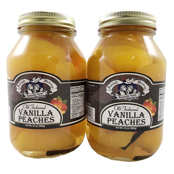 Amish Wedding Vanilla Peaches, 32 Ounce Glass Jar (Pack of 2)