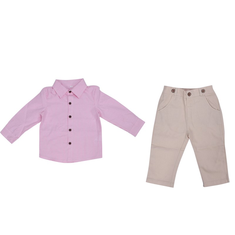 Baby Boy Gentleman Outfit Children Exquisite Stripe Shirt Suspender Pants