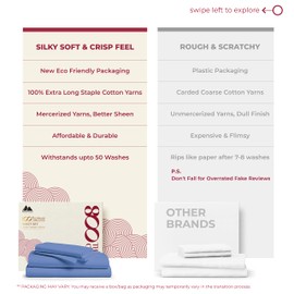 Mayfair Linen 100% Egyptian Cotton Sheets Queen Size - 800 High Thread Count Sheets, 4 Piece Luxury Hotel Sheet for Queen Size Bed, 16" Deep Pocket Sateen Soft Cooling Bedding Sets - Deep Blue