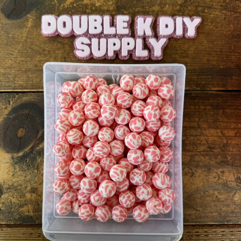 15mm Printed Silicone Beads - 10pc:_Football