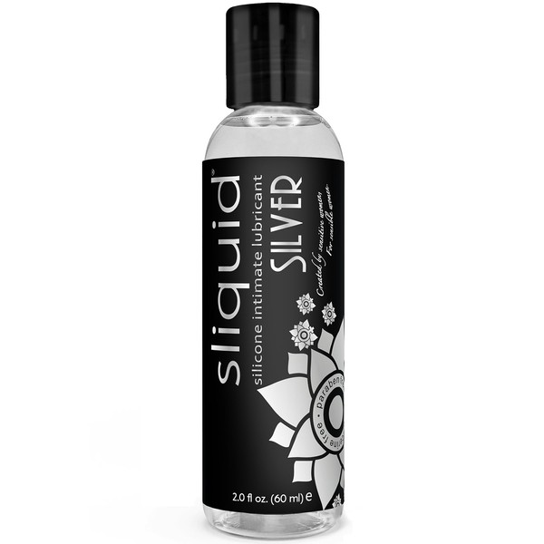 Sliquid Silver Intimate Lubricant - Silicone Lube for Women/Men/Couples, Hypoallergenic Lube, Silicone Lubricant, Waterproof, Unscented, Travel-Size, 2 Fl Oz
