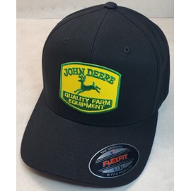 Flexfit John Deere Quality Farm Equip Emb Patch On Flexfit 6377 Black L/XL 7 1/4 - 7 5/8