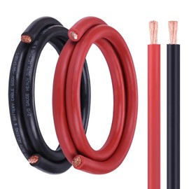 Geosiry 2/0 Gauge Battery Cable, 5FT Red + 5FT Black 2/0 AWG Welding Cable, Stranded Oxygen-Free Copper Wire for Automotive, Battery, Solar, Marine and Generator
