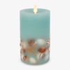 Luminara Flameless LED Candle Soft Teal Embedded Seashell & Starfish