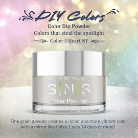 SNS Healthy Natural Nails SNS Nail Dip Powder Colors, Gelous Color Dipping Powder - I Heart NY (White, Gray Cream) - Long-Lasting Low-Odor Dip Nail Colors for Healthier Nail Beds, Professionals & At-Home DIY - 0.5 oz