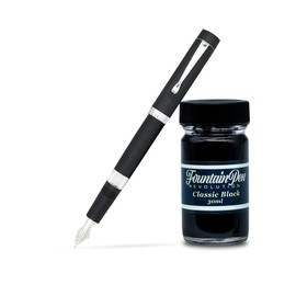 FPR Jaipur V2 Fountain Pens for Writing w/Black Ink Bottle – Piston Filled Refillable, Stainless Steel Ultra Flex Nib Calligraphy Fountain Pens w/Acrylic or Ebonite Body - Clutchless Luxury Pens