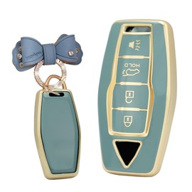 TECART Intelligent Key Cover Fit for Mitsubishi Outlander 2021 2022 2023 Soft TPU Prevent Scratch Key 4 Button Grey