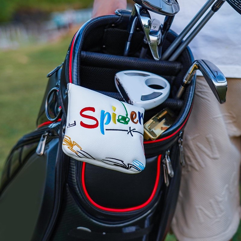 Golf Square Mallet Putter Cover Magnetic Heel-Shaft Headcovers Colorful Spider