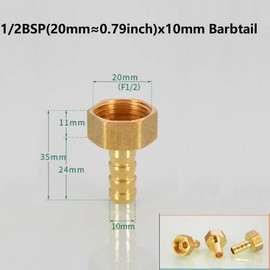 MiJunHD 2X Brass Pipe Fitting 10mm Hose Barb Tail 1/2'' BSP Male Female Connector Joint Copper Coupler Adapter