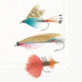 IHR Ideal Home Range Cocktail Napkins Disposable 3-Ply Paper Party Napkin Pack, 5" x 5", Gone Fishing, 20-Count