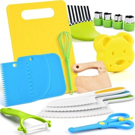 Yeeammk Montessori 11 PCS / 17 PCS Kids Cooking Set Real Cooking Knives Tools Kit for Toddlers Kids Gift for Boys Girls Springtok Pretend Play Toys - Quantity: 17-piece set