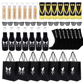 D-JINPEI 42 Pcs Groomsmen Gifts Set, Groomsmen Proposal Bag, Best Groomsmen Wine Glasses, Bottle Opener, Bottle Holder, Sunglasses, Groomsmen Bags, Wedding Party Socks，For Wedding Party