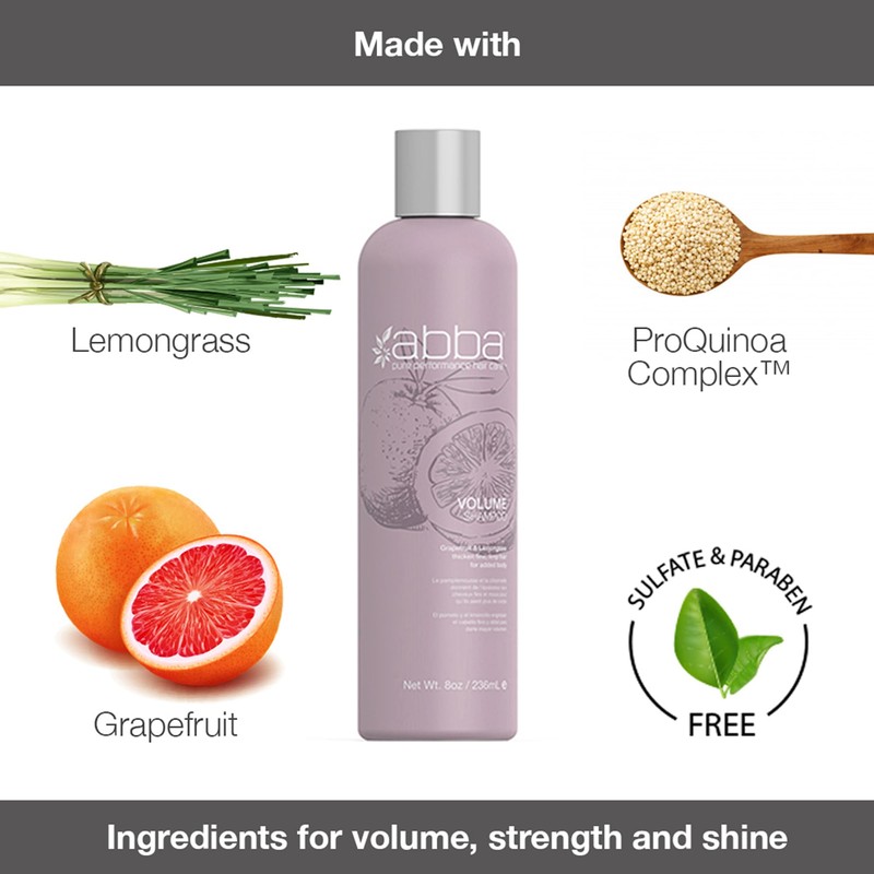 ABBA Volume Shampoo, Grapefruit & Lemongrass, 8 Fl Oz