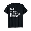 Eat Sleep Wrestle Repeat Funny Distressed Wrestling Wrestler T-Shirt