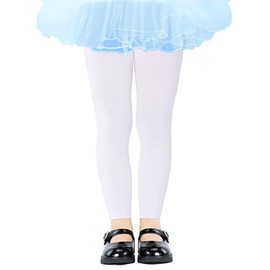 LUCKELF Girls Footless Tights Soft Ballet Dance Tights for School Uniform Skirts Semi Opaque(Toddler/Little Kid/Big Kid) (US, Age, 6 Years, 10 Years, White)
