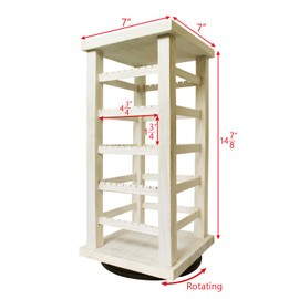Ikee Design Wood Rotating Jewelry Display Tower, Holds 80 Pairs Earring Rack Hoop, Earring Display Card Storage Stand for Store, Showcase, and Home, Wash White Color
