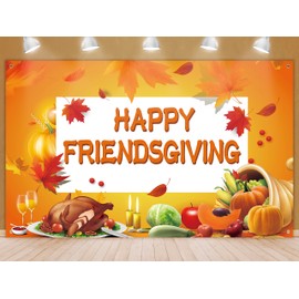 Friendsgiving Party Backdrop - Give Thanks Gathering Friends Theme Studio Background Banner Decorations Photography Supplies - Thankful Turkey Day Photo Booth Backdrops - 70.8 x 43.3 Inch